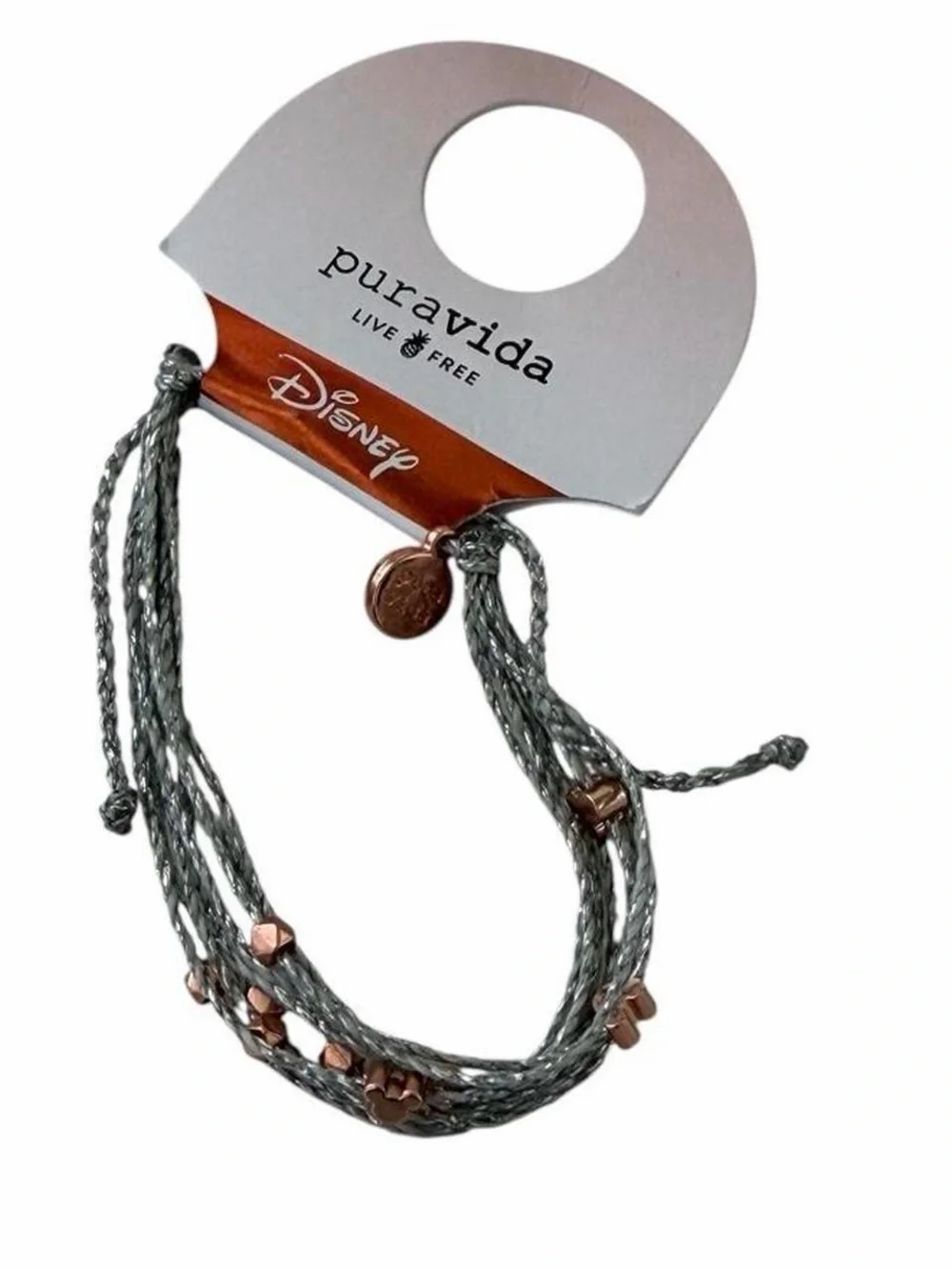 NWT Pura Vida x Disney Metallic Mickey Malibu Bracelet Gray Rose Gold